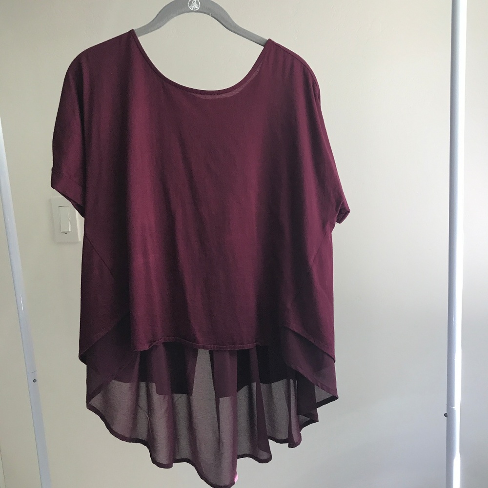 Anthropologie eri + ali Hi Lo Tee Chiffon Trim